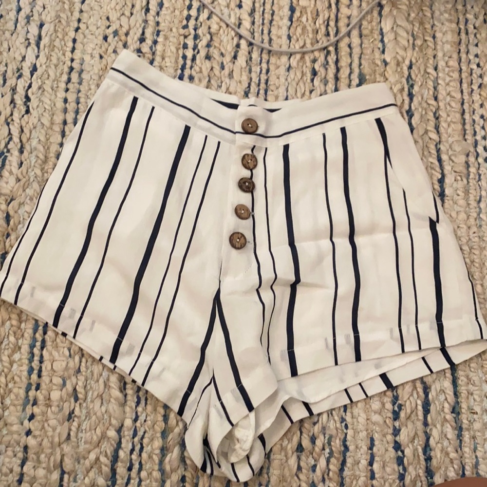 Skylar+Madison Blue & White Striped Shorts